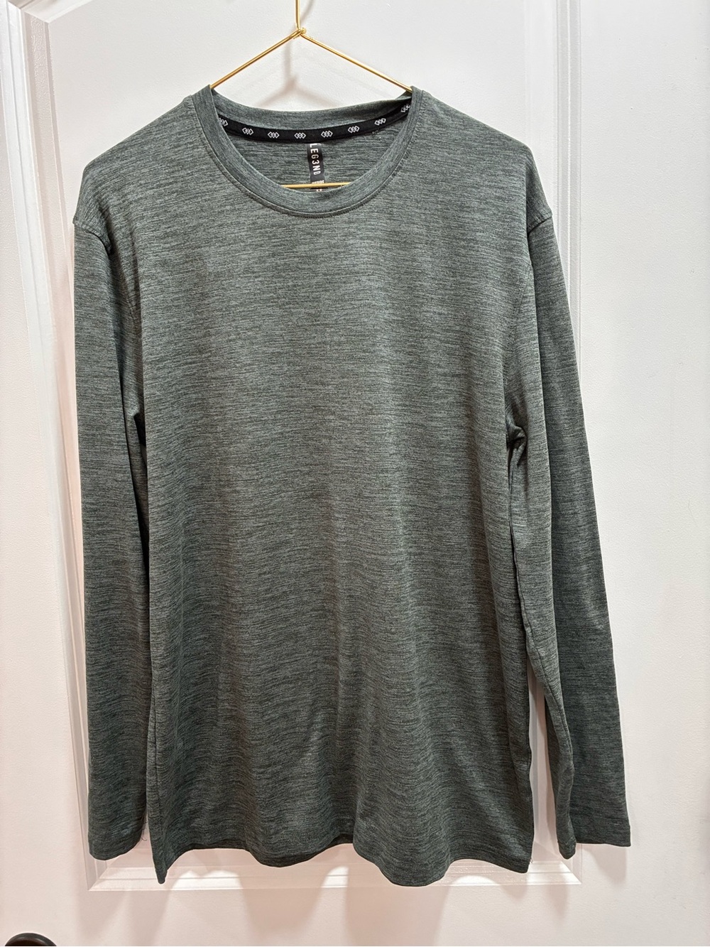 Men's Long Sleeve Crewneck Shirt - Dark Heather Gray